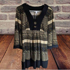 Dress Barn large 3/4 sleeve top stretch polyester blend  top. Fall winter party
